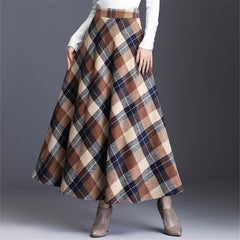 Neophil Woolen Warm S-3XL Thick Plaid Skirts Winter Women England Style