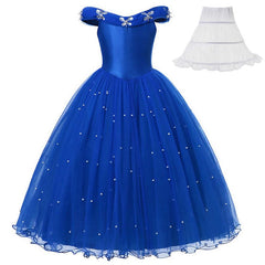 Girls Cinderella Cosplay Costume Dress Kids Sleeveless Princess Party Dresses