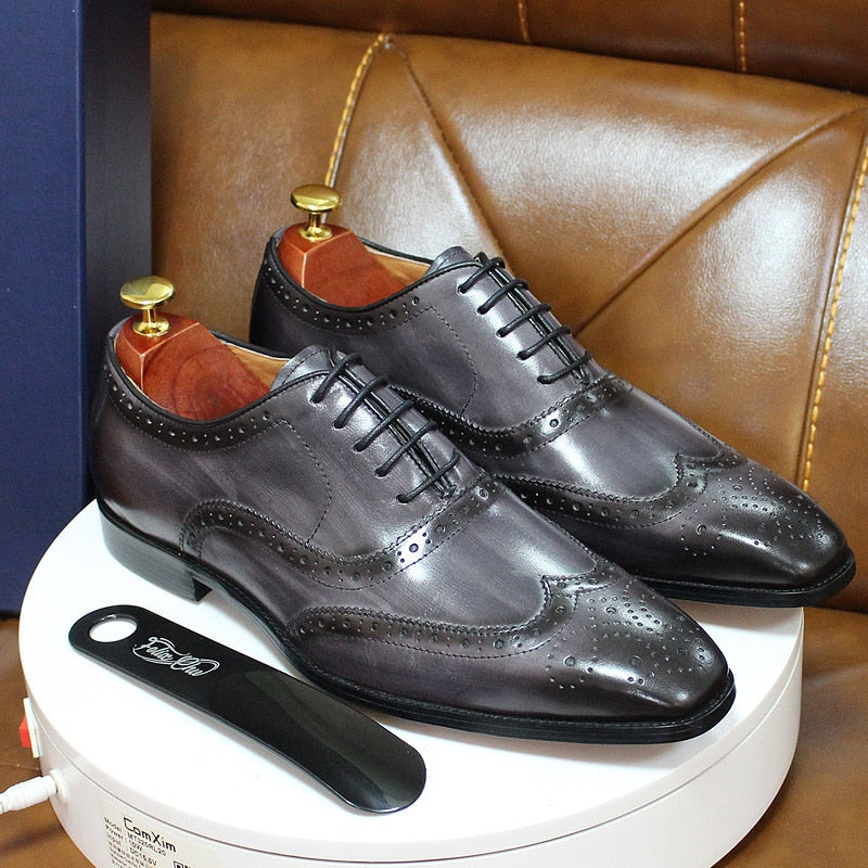 Size 6-13 Handmade Mens Oxford Shoes Genuine Calf Leather Traditional