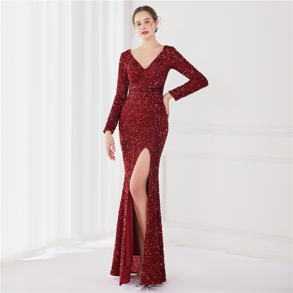 Homecoming Dresses: Sequined Prom Dresses Long Emerald Green