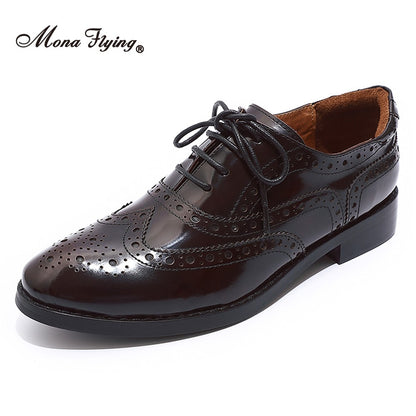 Mona Flying Women Genuine Leather Oxfords Shoes Handmade Leisure