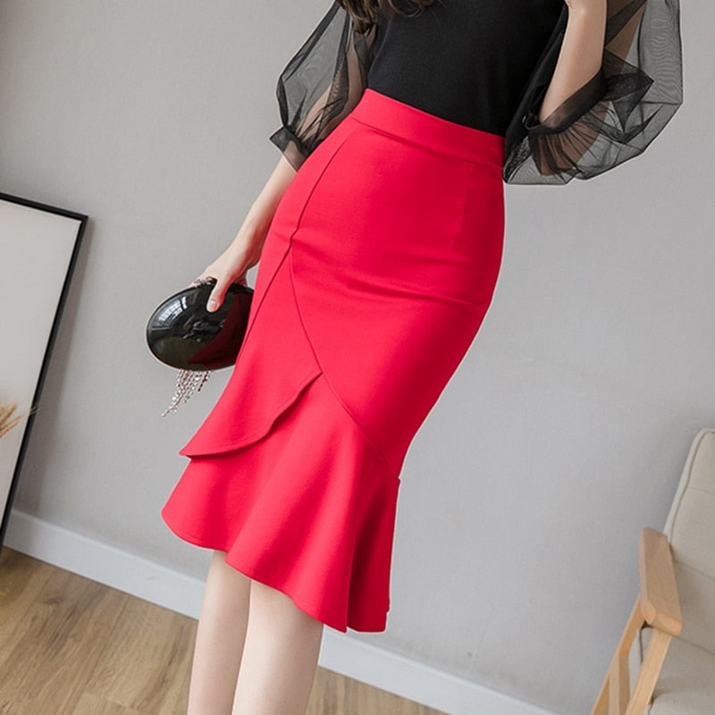 Oversized Long Black Skirt Women Fashion High Waist Bodycon Bridal Skirts