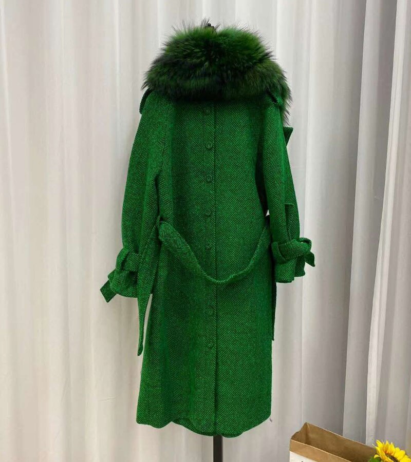 Women Coat Autumn And Winter Natural Fox Collar Removable Real Fur Jacket