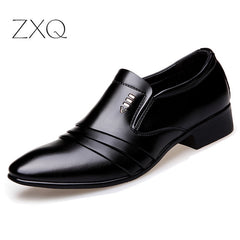 Luxury Brand PU Leather Fashion Men Business Dress Loafers Pointy