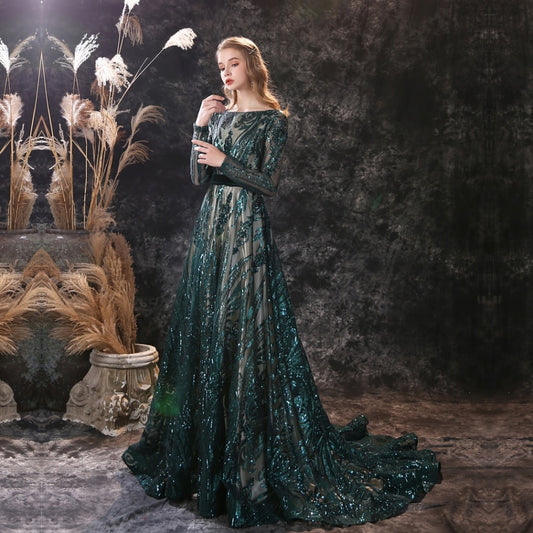 Evening wear Dresses: Long Evening Dresses Elegant Mermaid Long Sleeve