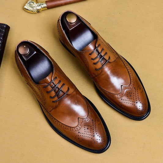 Men Dress Handmade Shoes Genuine Leather Male Oxford
