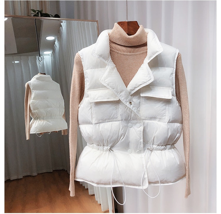 Ultra Light Down Vest Women Short Vest Windproof Lightweight Warm