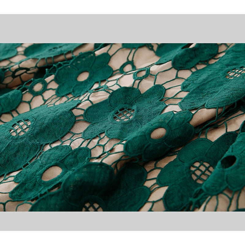 Women Elegant Fashion Flower Embroidery Hollow Out Lace Skirts