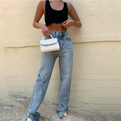 Washed Denim Pants Jeans Women Boyfriend Jeans Casual Pants