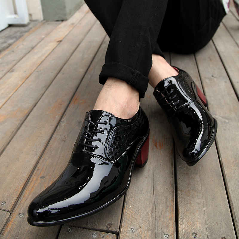 Men Wedding Sneakers Heighten Leather Shoes Men Oxford Platform