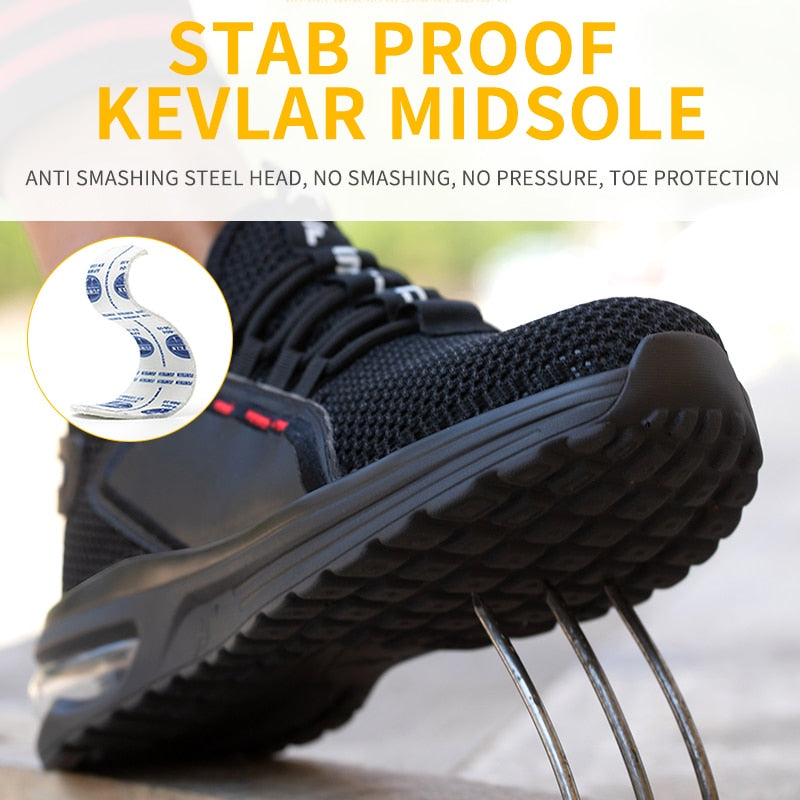 Work Shoes Hollow Breathable Steel Toe Boots Lightweight Safety Work Shoes