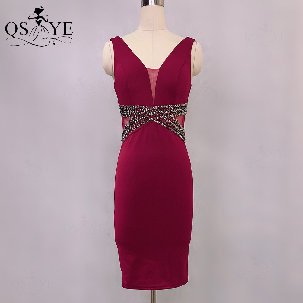 Homecoming Dresses: Prom Dresses Sheath Stretch Evening Dress Deep V Neck Party