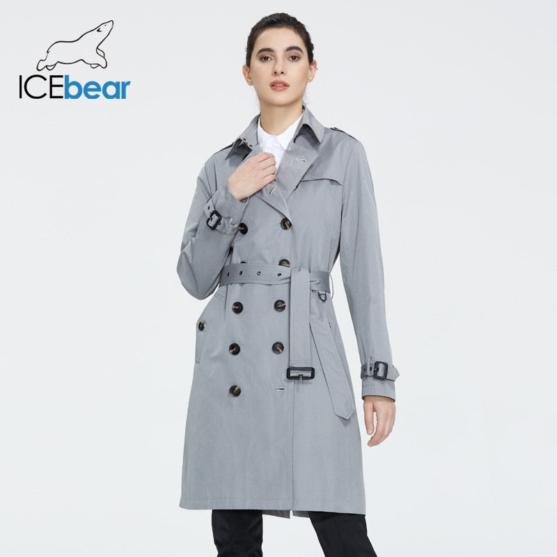 Women Autumn lapel windbreaker fashion double breasted