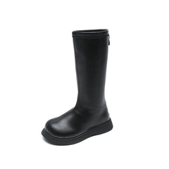 Children Leather Boots for Girls Simple Classic Fashion Kids Knee-high Boots