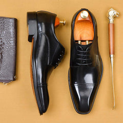 Sipriks Mens Church Shoes Genuine Leather Cap Toe Dress Shoes Boss