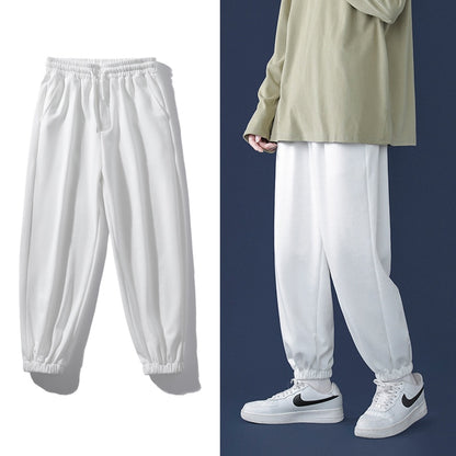 Fashion Sweatpants Autumn Light Gray Baggy Wide-leg Pants