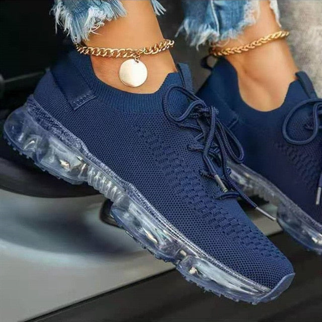 Women Sneakers Trends Autumn Stretch Fabric Ladies Breathable Cas