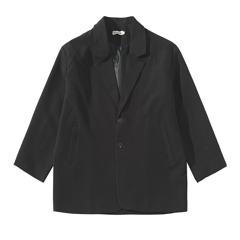 Korean Style Hip Hop Loose Plus Size Suit Male Kpop Oversized Tops Men