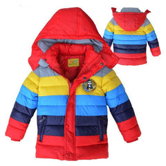 Infant Fashion Jackets Boys Stripe Winter Down Coat Baby Wear Kids Warm