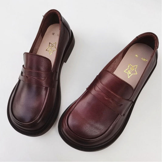 Women Slip-on Shoes Spring Women Flat Shoes Genuine Leather Ladies Oxfords