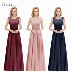 Vestido Madrinha Dusty Pink Lace Long Bridesmaid Dresses Stretchy A Line