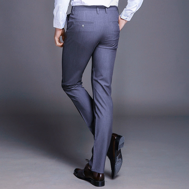Cotton Men Suit Pants Straight Spring Autumn Long Male Classic Business Casual Trousers Full Length