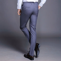 Cotton Men Suit Pants Straight Spring Autumn Long Male Classic