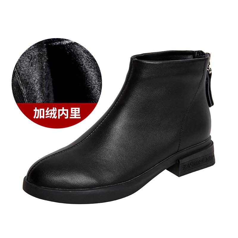 Genuine Leather Cow Women Ankle Boots Warm Fur Waterproof