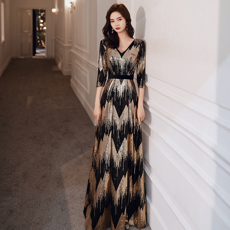 Evening wear Dresses: Long Evening Dress Elegant Zipper Women Party Dresses