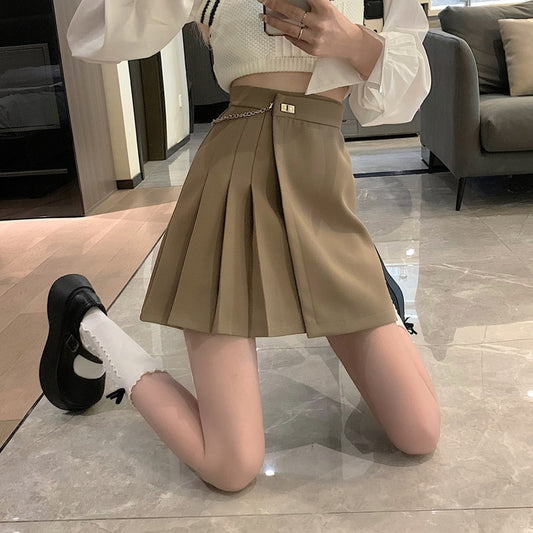 High Waist Mini Skirts Women Korean Style Streetwear All-match Solid