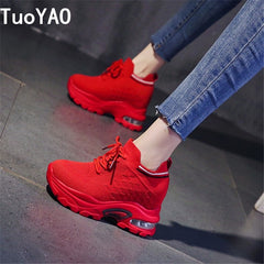 Woman Ulzzang Fashion Platform Sneakers Wedge Shoes For Women 8.5cm Height