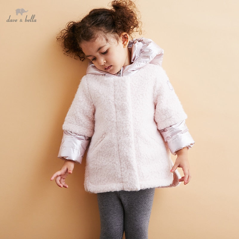 Winter Baby Girls F ashion patchwork solid hooded padded coat