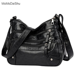 High Quality Women's Soft Leather Shoulder Bags Multi-Layer Classic Crossbody