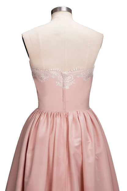 Homecoming Dresses: High-low Satin Lace Wedding Evening Dress Backless