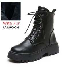 Woman Ankle Boots Flat Heel Shoes Women Lace Up Winter Autumn Shoes