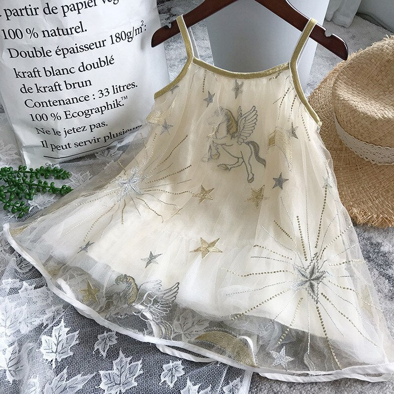 Girls dresses suspender embroidery dress soft yarn dress summer