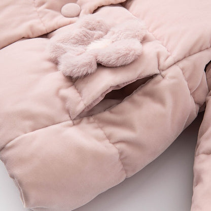 winter baby girls fashion floral hooded down coat children white