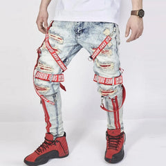 Men jeans summer loose trousers trendy street men collocation design