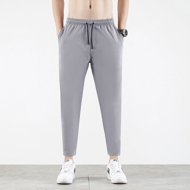 Korean Ice Silk Men Summer Thin Fashion Brand Loose And Versatile
