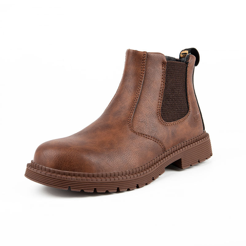 Waterproof Safety Work Shoes For Men Chelsea Steelhead Leather Boots Male