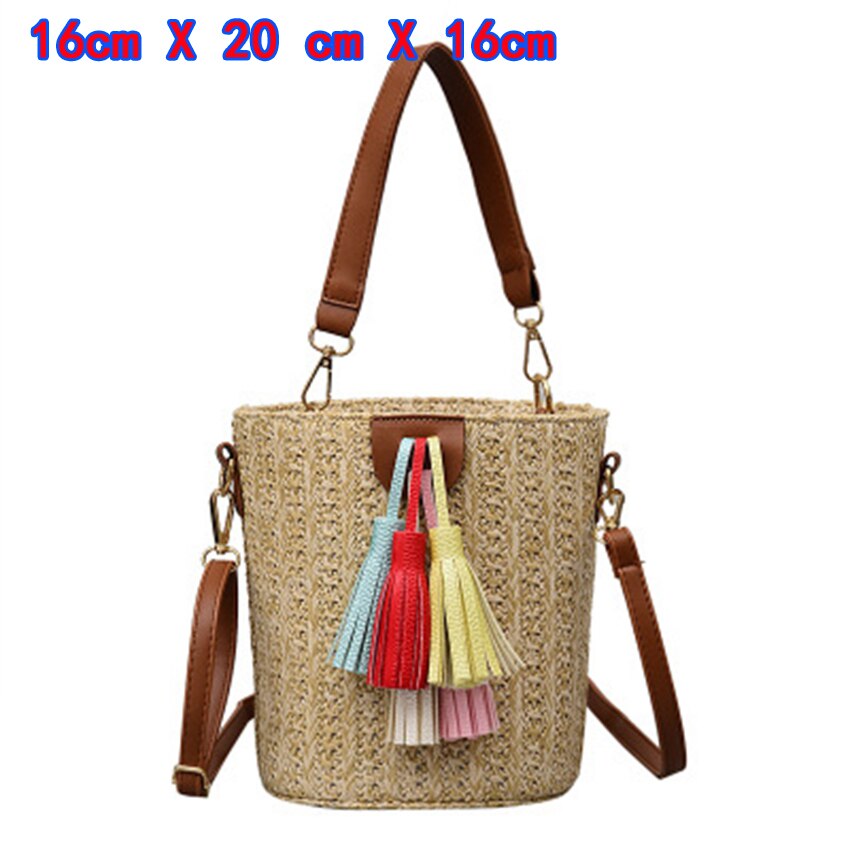 Small Straw Bucket Bags For Women Summer Crossbody Bags Lady Travel