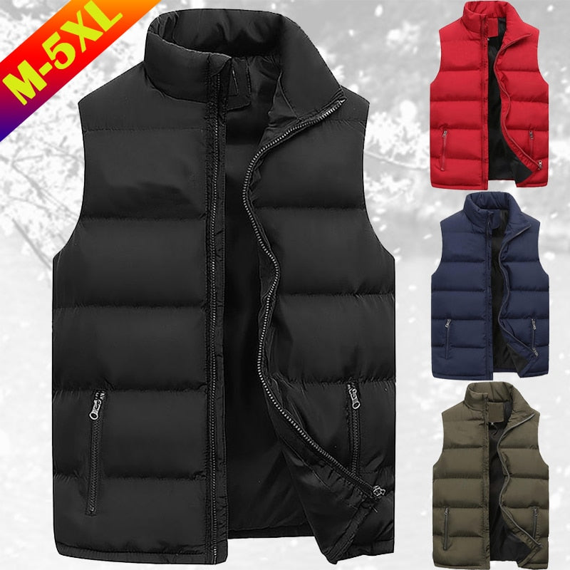 Men's Fashion Down Vest Jackets Casual Printed Vest Sleeveless Outdoor