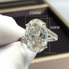 Real 18K AU750 Platinum Ring 10CT 11×16MM Oval Moissanite Passed