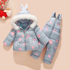 Russian Winter Suit for Children Baby Girl Down Jacket and Pants