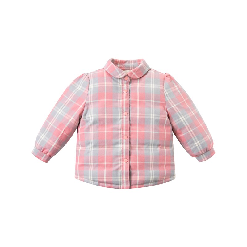 winter baby girls fashion plaid double-wear down coat children