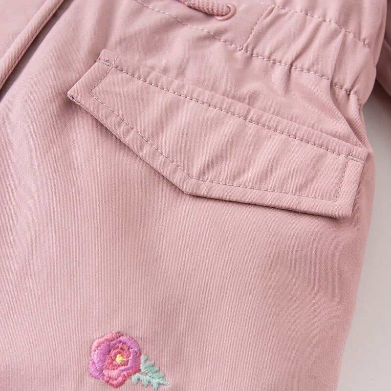 Winter Baby Girls Fashion floral embroidery padded hooded