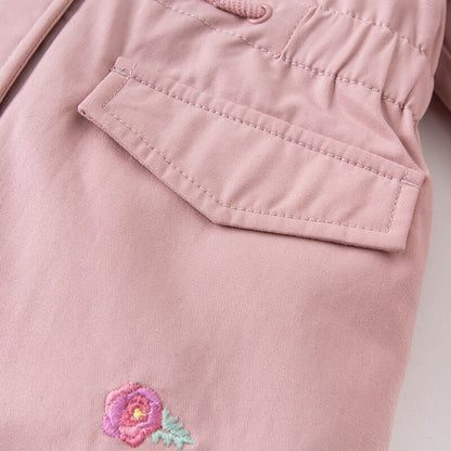 Winter Baby Girls Fashion floral embroidery padded hooded