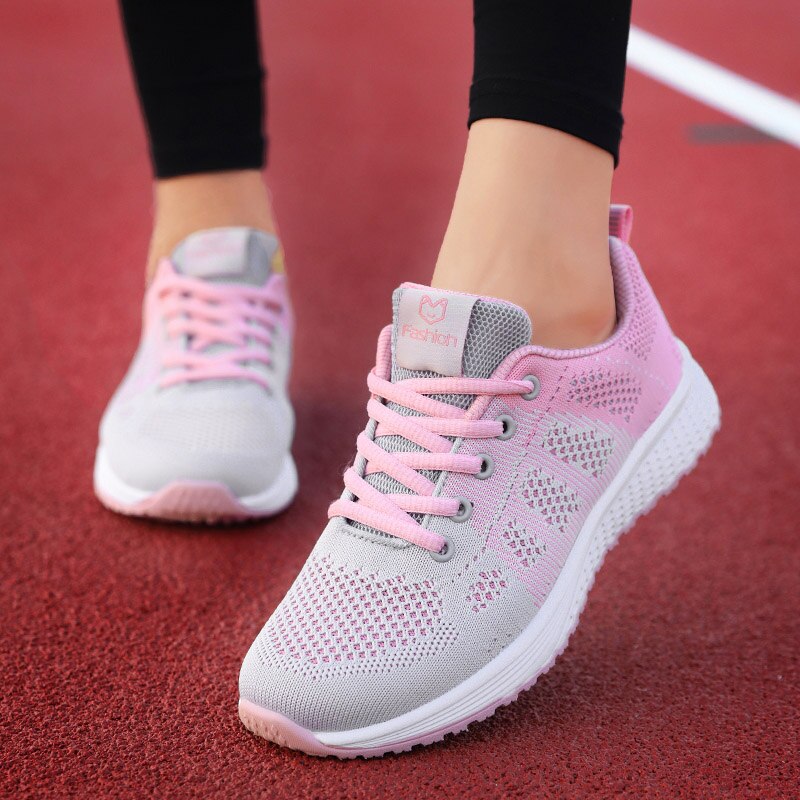 Women Shoes Flats Fashion Casual Ladies Walking Basket Lace-Up Mesh Breathable