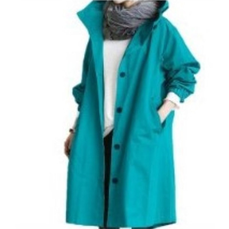 Fashion Womens Trench Coats Hooded Long Spring Autumn Windproof