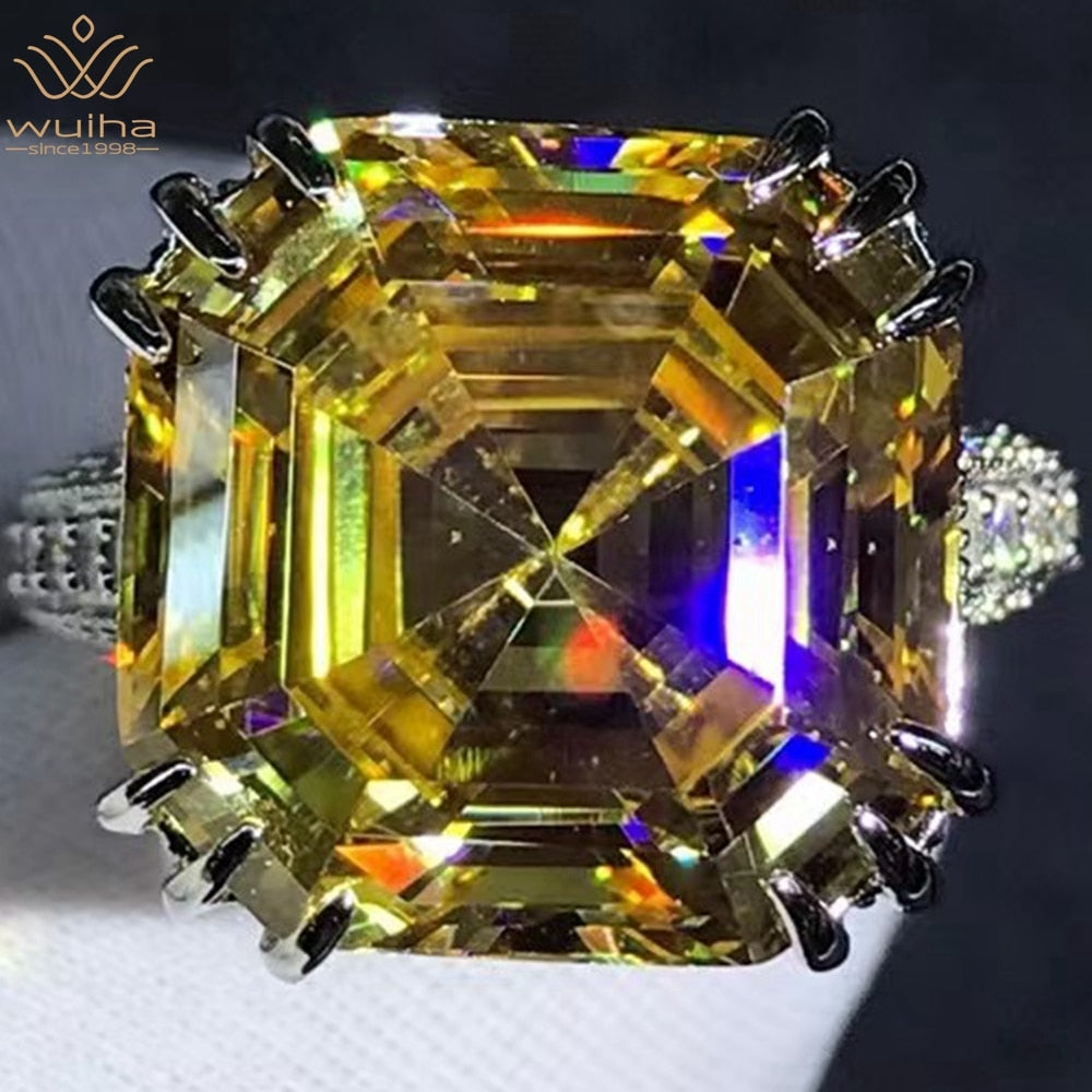 Luxury Solid 925 Sterling Silver 3EX Asscher Cut 10CT VVS D Color Created
